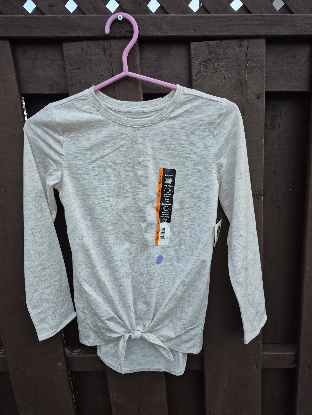 Athletic Works Girls Beige Long Sleeve Shirt Top Nwt Bow In Front